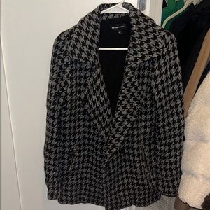 Fifteen Twenty Black and Gray Houndstooth Pea Coat